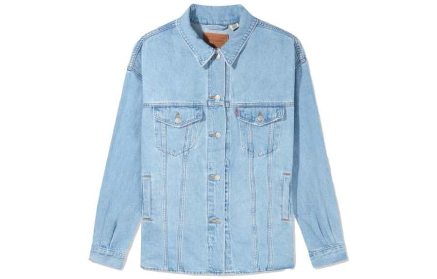 Levis Levis Shirts Women's Light Blue Pointed Collar Moderate Denim