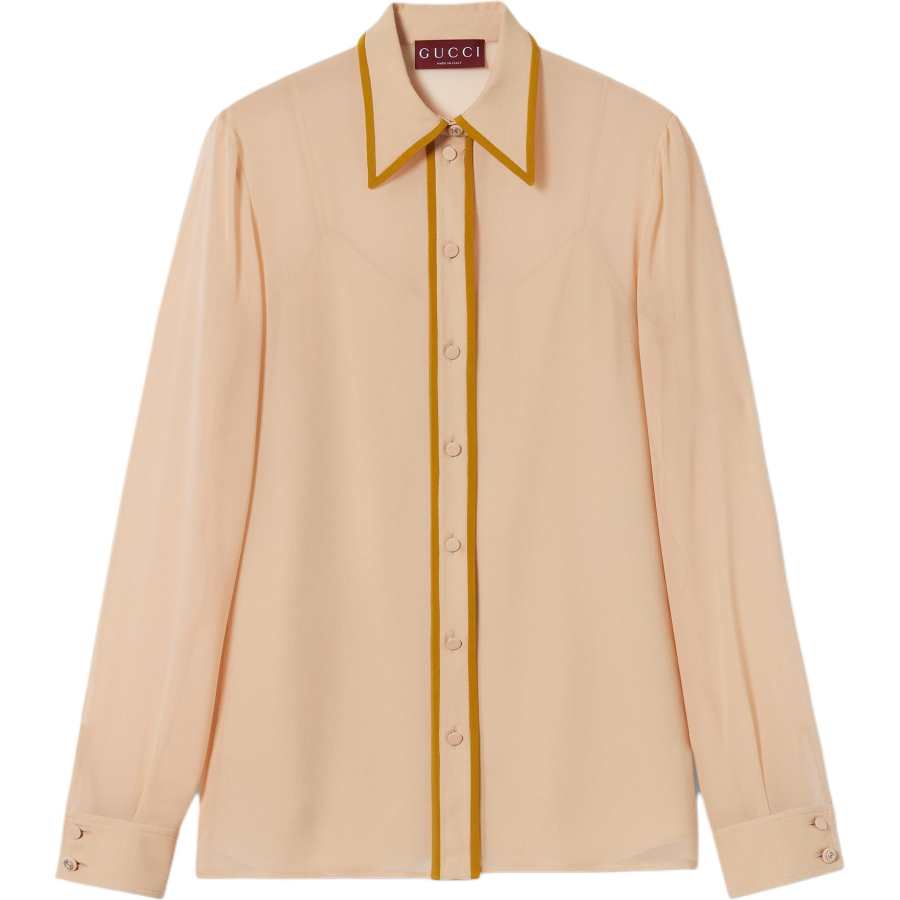 GUCCI Shirts Women's Rose Beige Pointed Collar Moderate Other