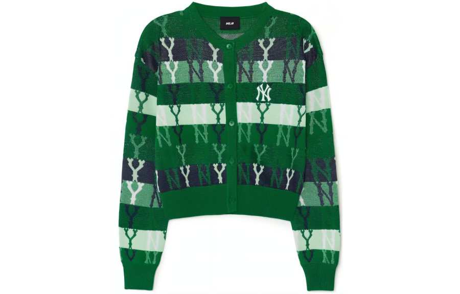 MLB New York Yankees Knitwear Women's Green Crew Neck Moderate Cardigan