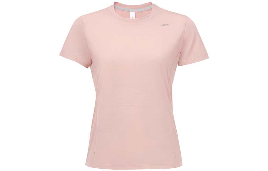 Reebok T Shirts Women's Light Pink Crew Neck Moderate Straight Fit