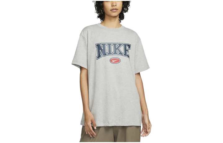 Nike Nike T Shirts Women's Gray Crew Neck Moderate Straight Fit