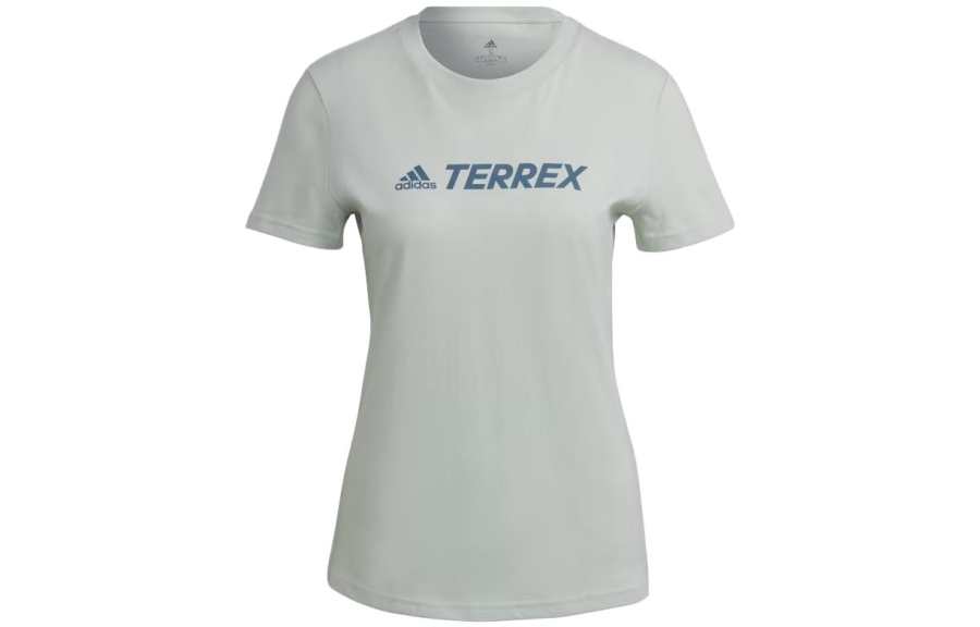 Adidas Adidas T Shirts Women's Linen Green Crew Neck Moderate Straight Fit