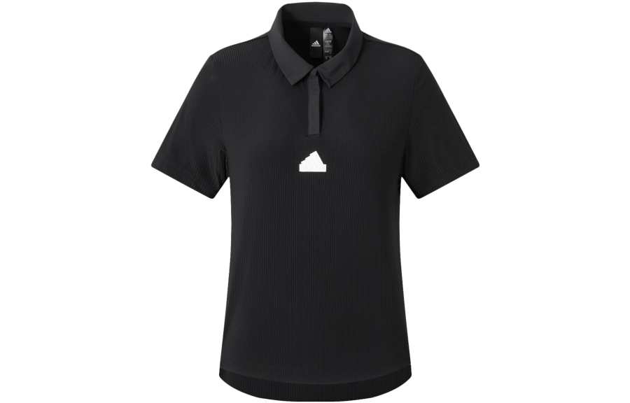 Adidas Adidas Polo Shirts Women's Black Polo Collar Moderate Straight Fit