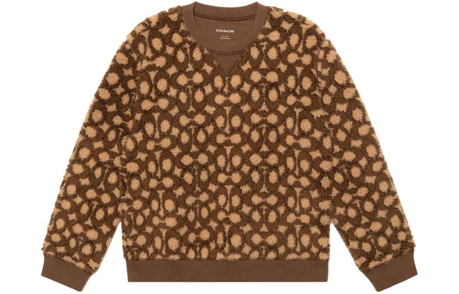 COACH Sweatshirts Women's Brown Crew Neck Moderate Regular