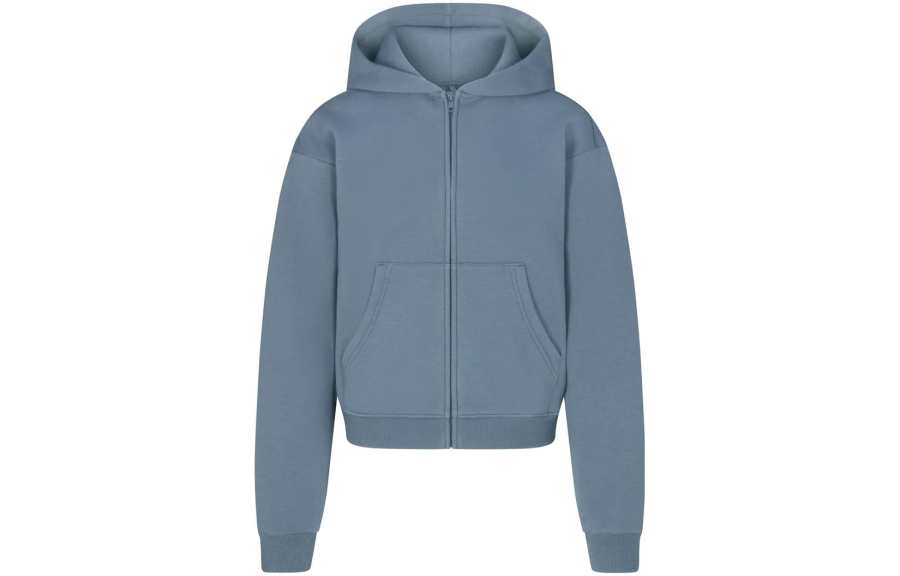 Skims Sweatshirts Women's Steel Blue Hooded Moderate Cardigan