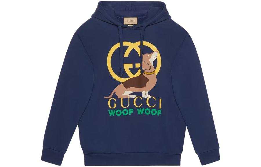 GUCCI Sweatshirts Women's Marine Blue Hooded Moderate Regular
