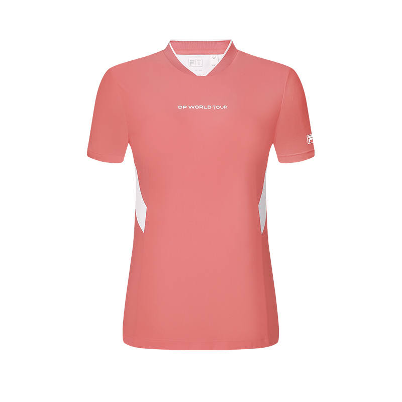 FILA T Shirts Women's Dibari Red V Neck Moderate Nipped In Waist