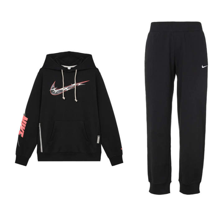 Nike Nike Standard Issue Brand Logo Letter Print Fleece Lined Long Sleeved Top Soft Individual Pants Sweatshirt Set Men's