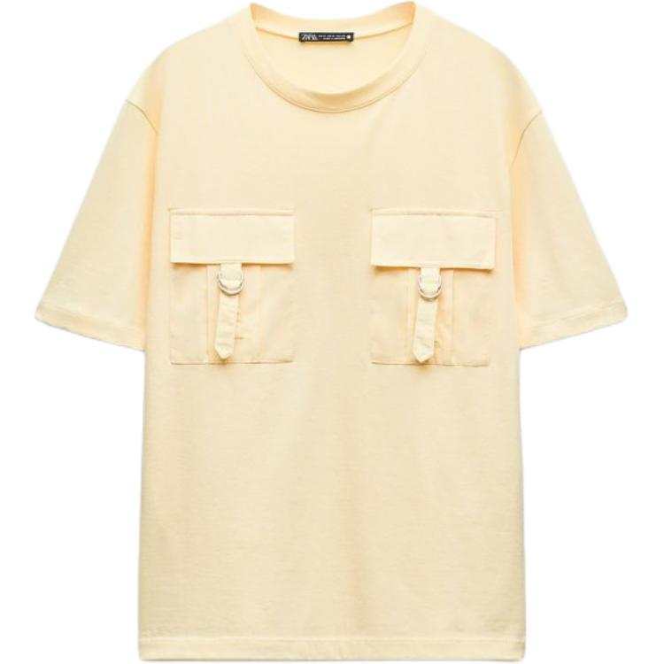 ZARA T Shirts Women's Yellow Crew Neck Moderate