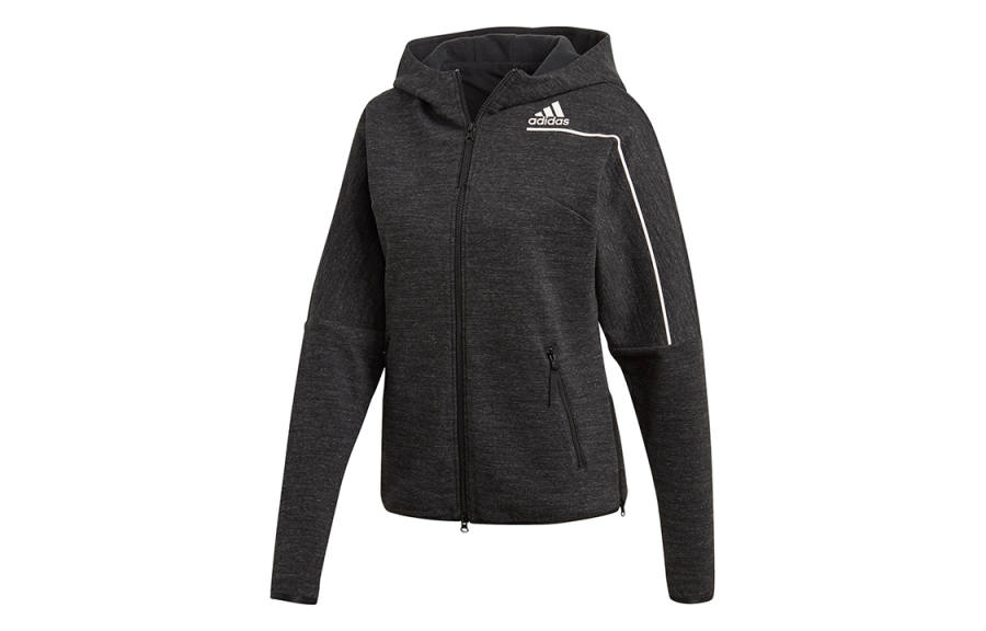 Adidas Adidas Z.N.E Fz W Winter Solid Color Fleece Lined Running Thermal Hooded Jacket Women's Black