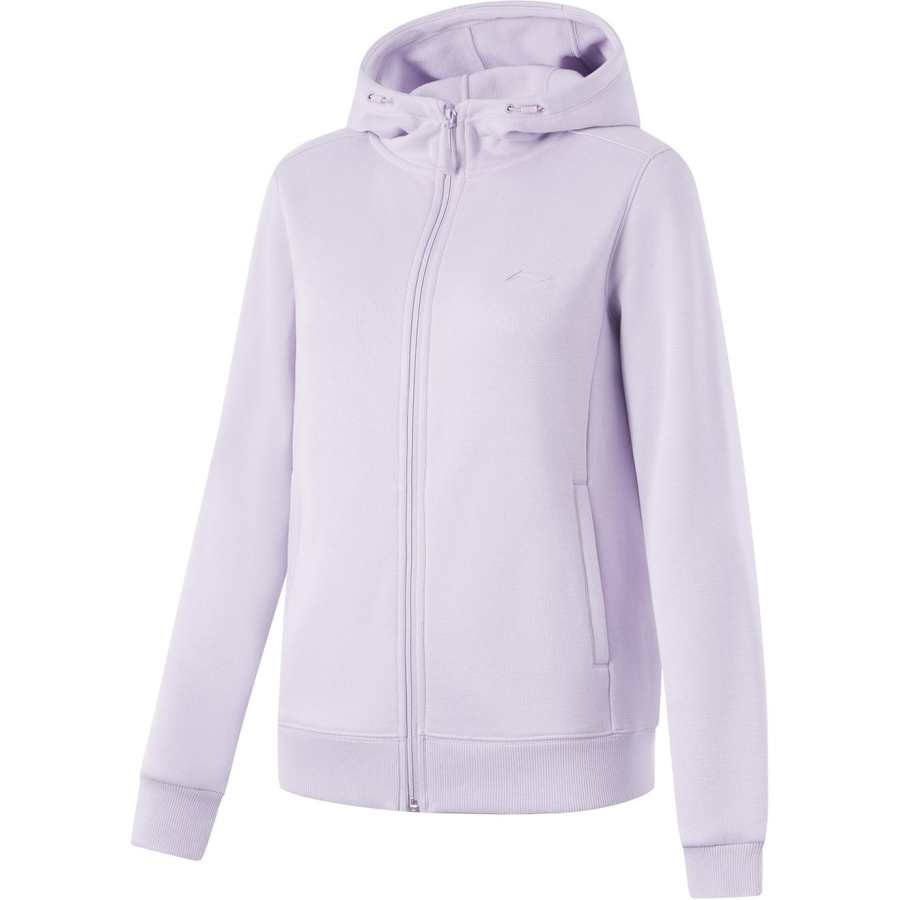 Li-Ning Li Ning Fitness Series Comfortable Casual Solid Color Fleece Lined Hooded Zipper Cardigan Sweatshirt Women's