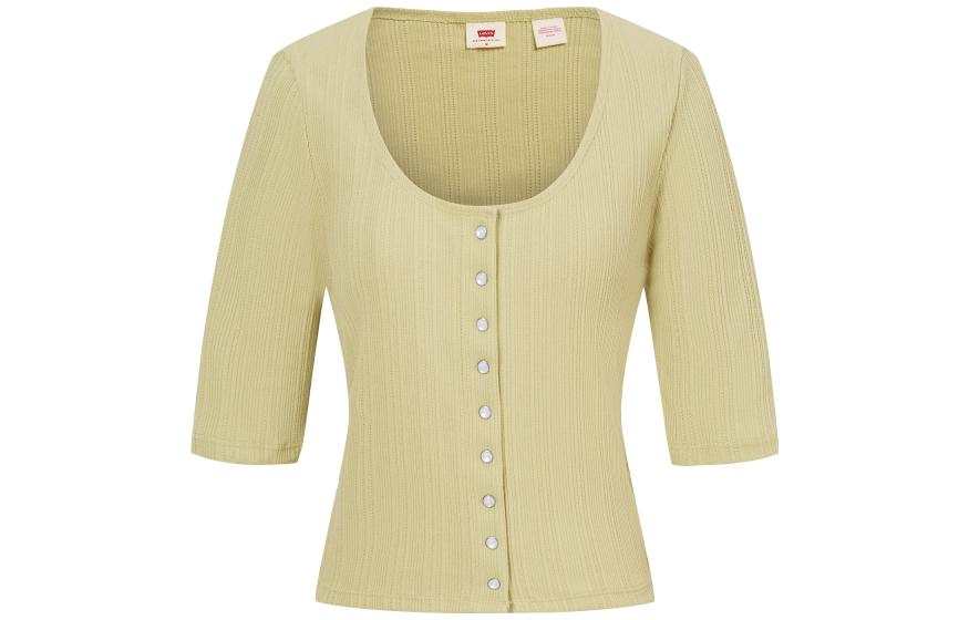 Levis Knitwear Women's Green Crew Neck Moderate Cardigan