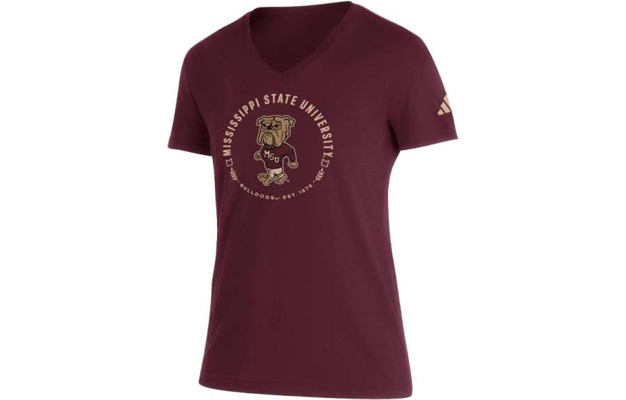 Adidas Adidas T Shirts Women's Burgundy Crew Neck Moderate Straight Fit
