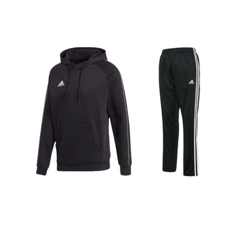 Adidas Adidas Fleece Lined Hooded Long Sleeve Sweatshirt With Comfortable Soft Pants Casual Sportswear Unisex Black