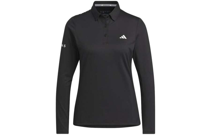 Adidas Adidas Polo Shirts Women's Black Polo Collar Moderate Straight Fit