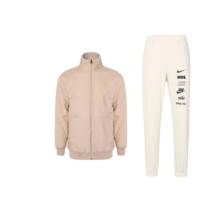 Nike Nike Casual Sportswear Men's Set Pink Top+White Pants Stand Collar Moderate
