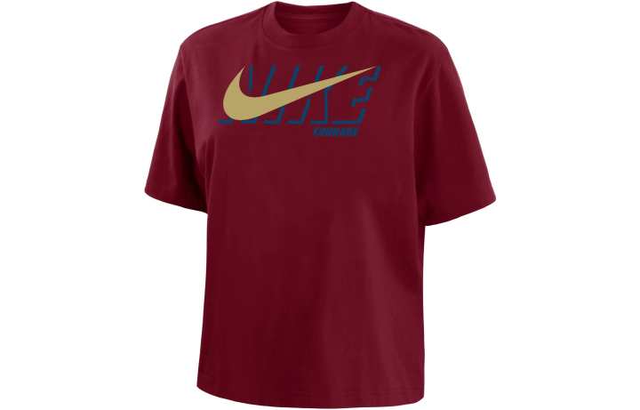 Nike Nike T Shirts Women's Dark Red Crew Neck Moderate Straight Fit
