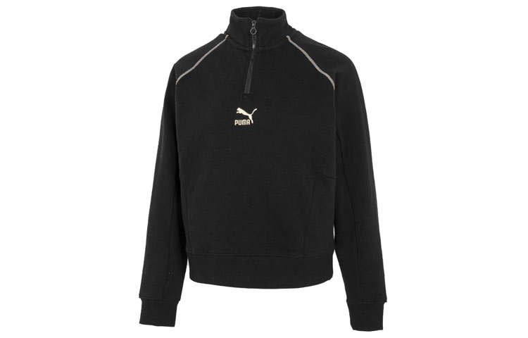 PUMA Das Cc Sweatshirts Women's Black Stand Collar Moderate Regular