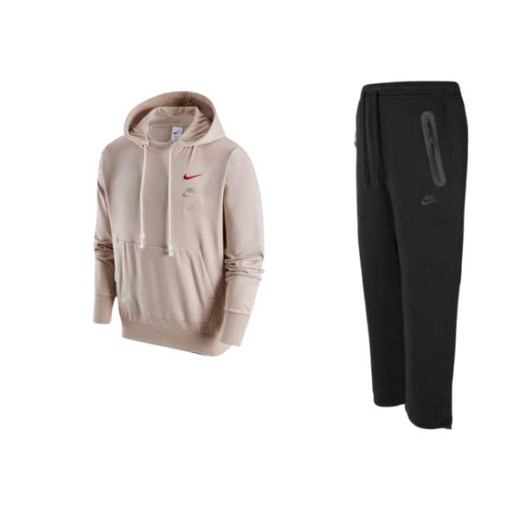 Nike Nike CNY Logo Patterned Print Quick Dry Basketball Pullover Fleece Lined Hooded Top Pants Sweatshirt Set Men's