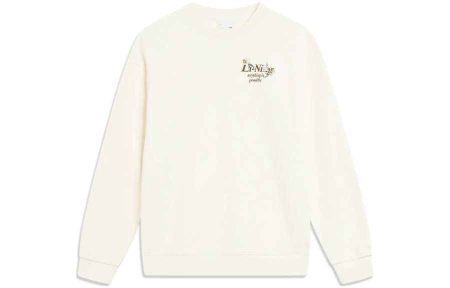 Li-Ning Li Ning Sports Life Collection Floral Logo Fleece Infrared Thermal Antibacterial Loose Fit Pullover Sweatshirt Women's