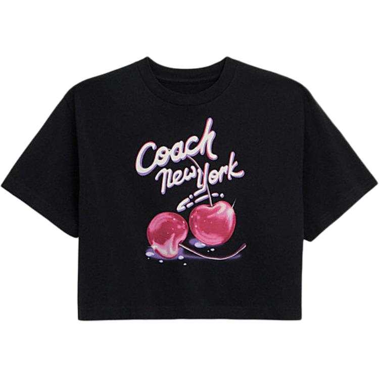 COACH T Shirts Women's Black Crew Neck Moderate Straight Fit