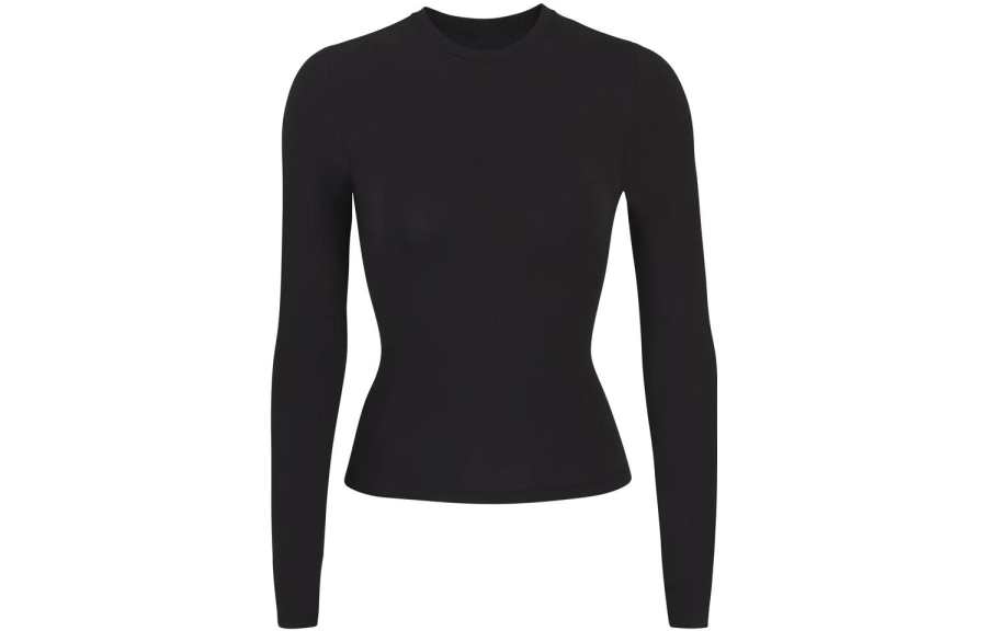 Skims Waffle Long Sleeve Onyx