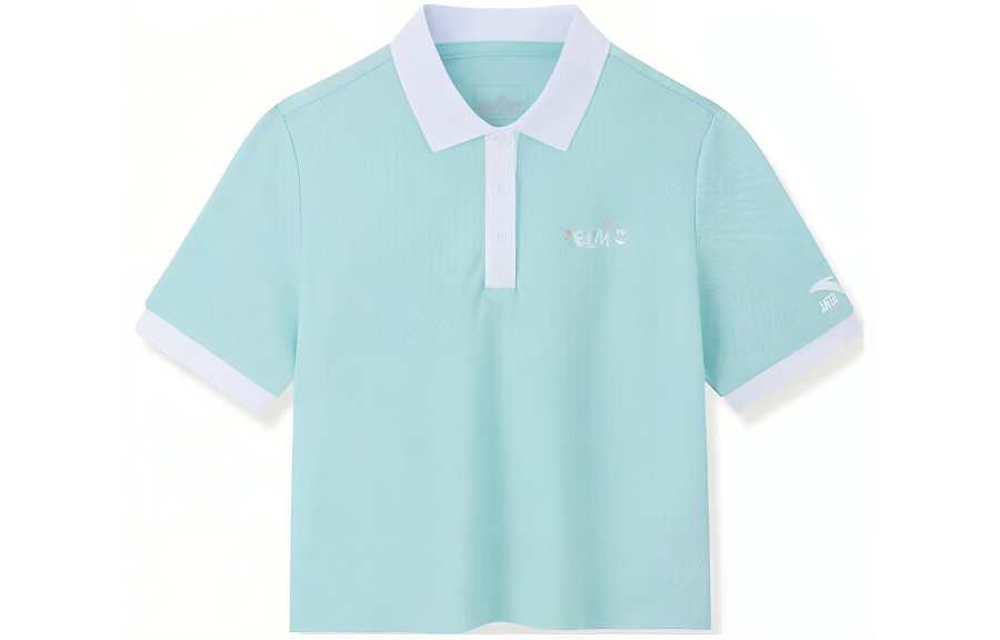 ANTA X SESAME STREET Life Collection Polo Shirts Women's Light Phoenix Blue Polo Collar Moderate Straight Fit