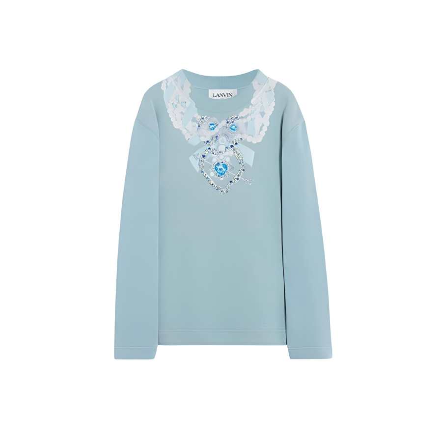 Lanvin Sweatshirts Women's Gray Blue Crew Neck Moderate Other
