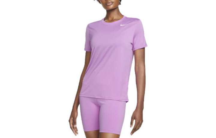 Nike Nike T Shirts Women's Fuchsia Crew Neck Moderate Straight Fit