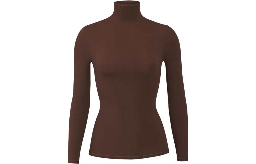 Skims T Shirts Women's Cocoa Turtleneck Moderate