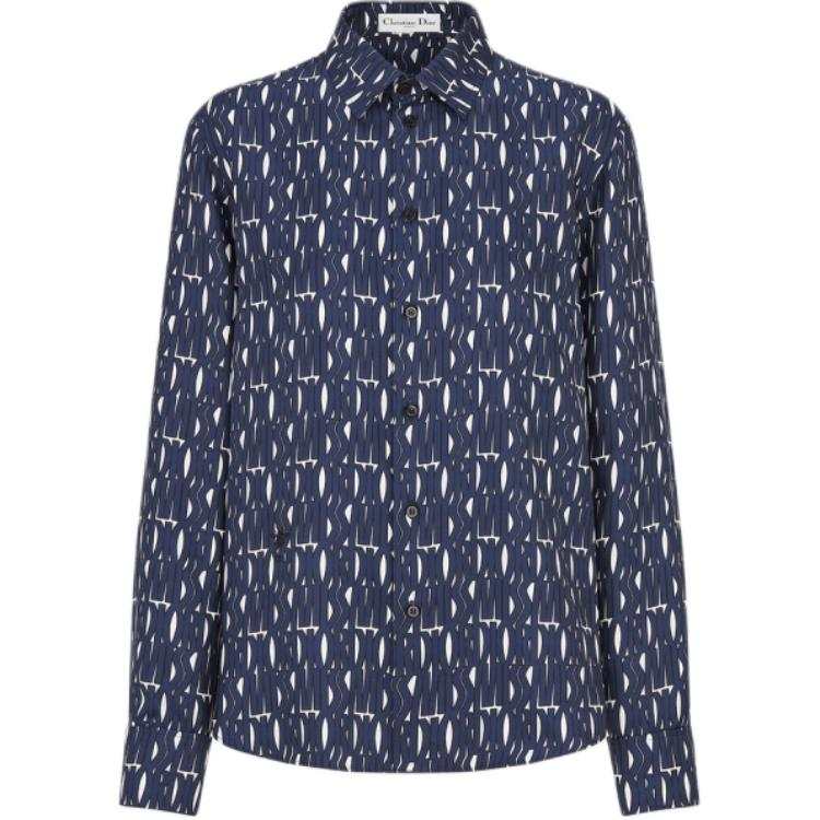 DIOR Shirts Women's Marine Blue Lapel Moderate Other