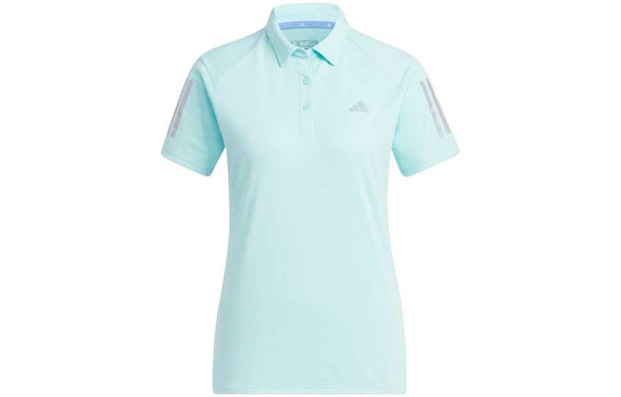 Adidas Adidas Polo Shirts Women's Clear Aqua Blue Polo Collar Moderate Straight Fit