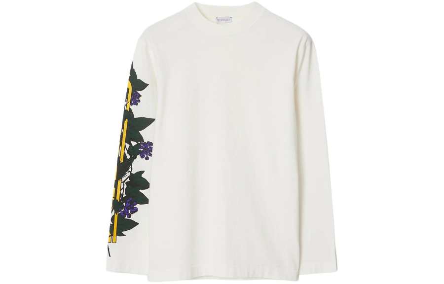 Burberry SS24 Drop Shoulder Sleeve T Shirt Women's Salt Crystal