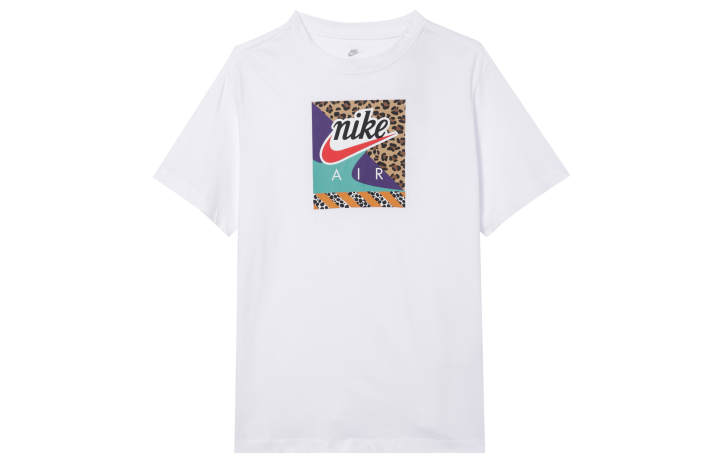 Nike Nike Women'ss Leopard Print Sporty Retro Crewneck T-Shirt White