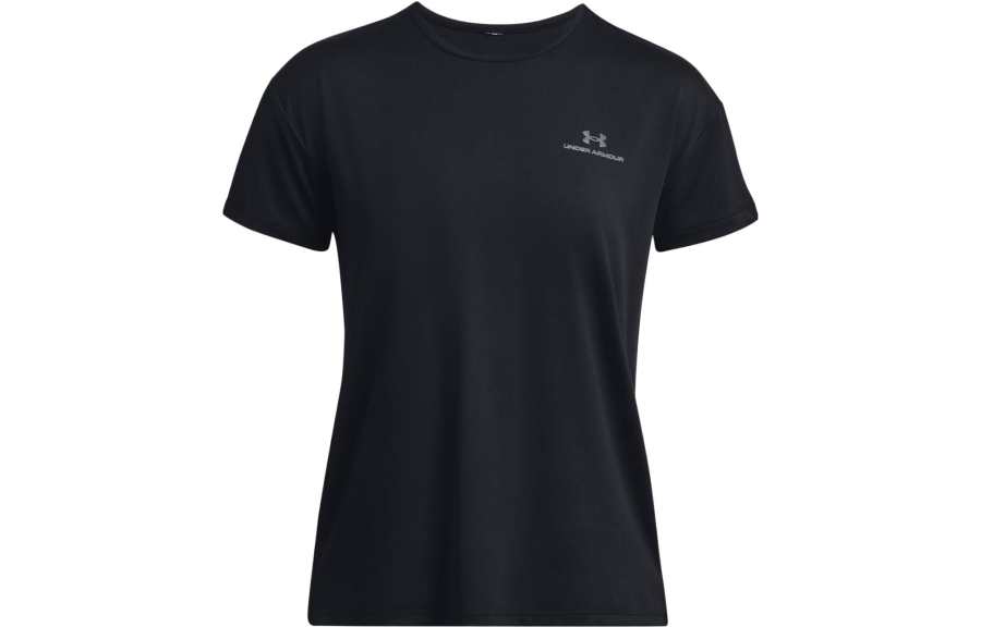 Under Armour RUSH T Shirts Women's Black Crew Neck Moderate Straight Fit
