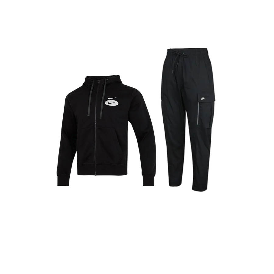 Nike Nike SportswearSwoosh League Fleece Lined Zippered Hooded Top Solid Color Mid Rise Workwear Large Pocket Pants