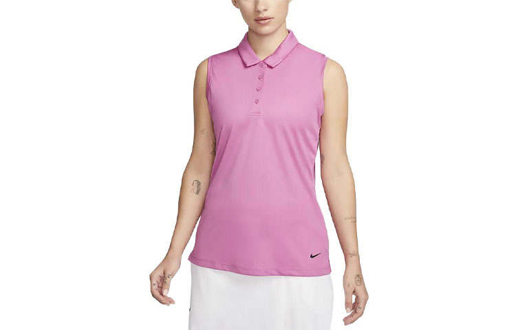 Nike Nike Polo Shirts Women's Fuchsia Polo Collar Moderate Straight Fit