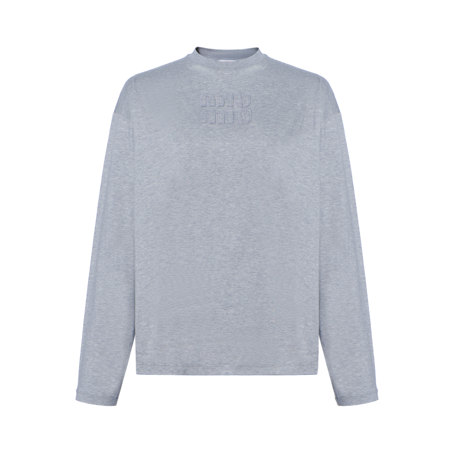 MIU MIU T Shirts Women's Gray Crew Neck Moderate Straight Fit
