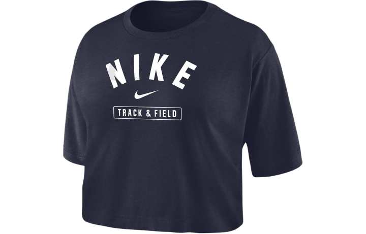 Nike Nike Dri Fit Drop Shoulder Sleeve T Shirt Women's Marine Blue