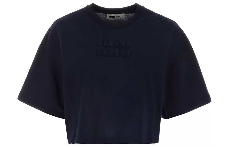MIU MIU MIU MIU Logo-patch Cropped T-shirt