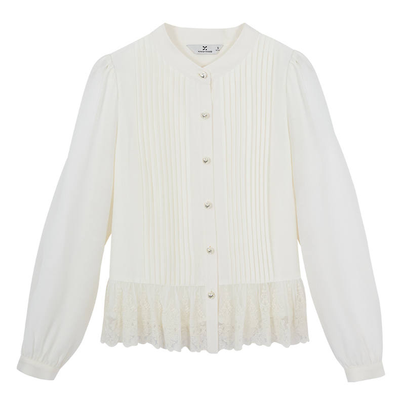 XIANGYING Shirts Women's Beige Stand Collar Moderate Other