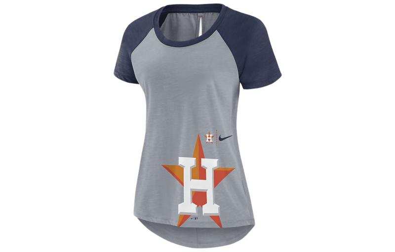 Nike Nike T Shirts Women's Gray Crew Neck Moderate Straight Fit