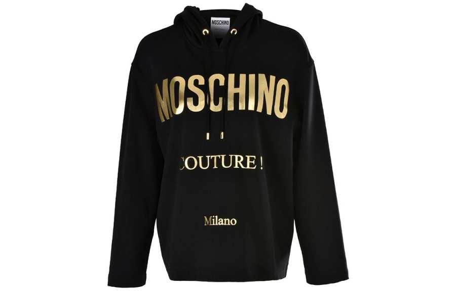 MOSCHINO Sweatshirts Women's Black Hooded Moderate Regular