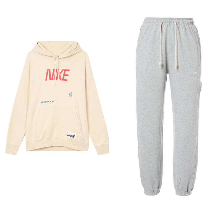 Nike Nike SportswearCNY Letter Logo Print Knitted Fabric Fleece Lined Hooded Top Solid Color Elastic Cuff Pants