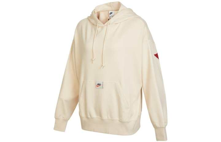 Nike Nike Women'ss Drawstring Hooded Long-Sleeve Sweatshirt Beige