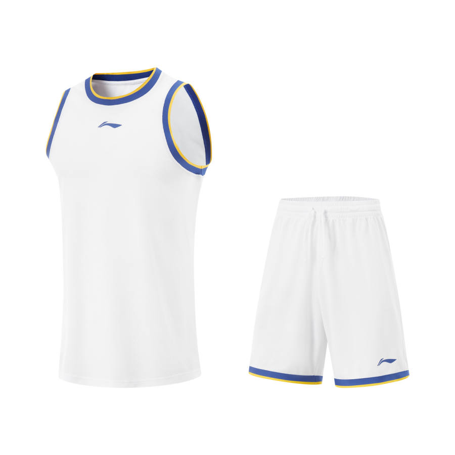 Li-Ning Li Ning Professional Basketball Collection Basketball Suit Men's Standard White/Blue And Yellow Woven Strap