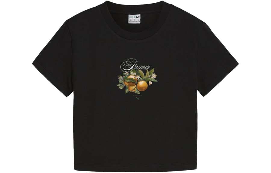 PUMA T Shirts Women's Black Crew Neck Moderate Straight Fit