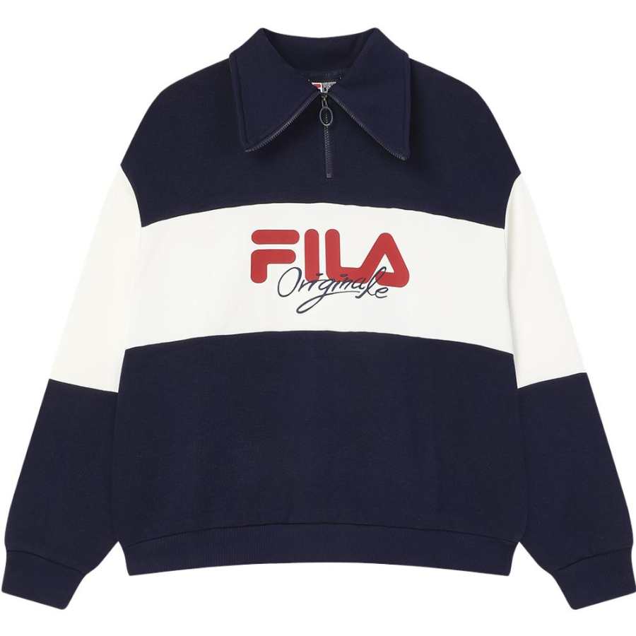 FILA Knitwear Unisex Dark Silent Blue Crew Neck Moderate A Line
