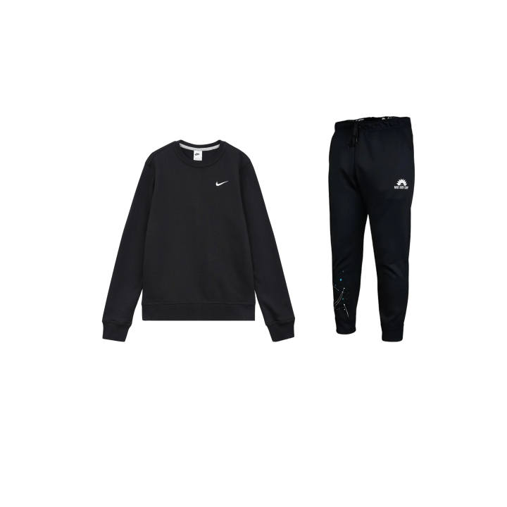 Nike Nike Minimalist Style Brand Logo Comfortable Crew Neck Pullover Top Fleece Lined Thermal Elastic Cuff Pants