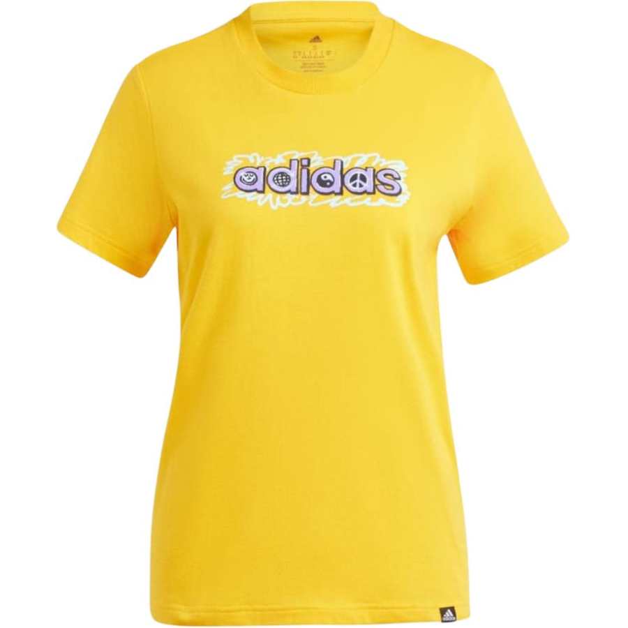 Adidas Adidas T Shirts Women's Yellow Crew Neck Moderate Straight Fit